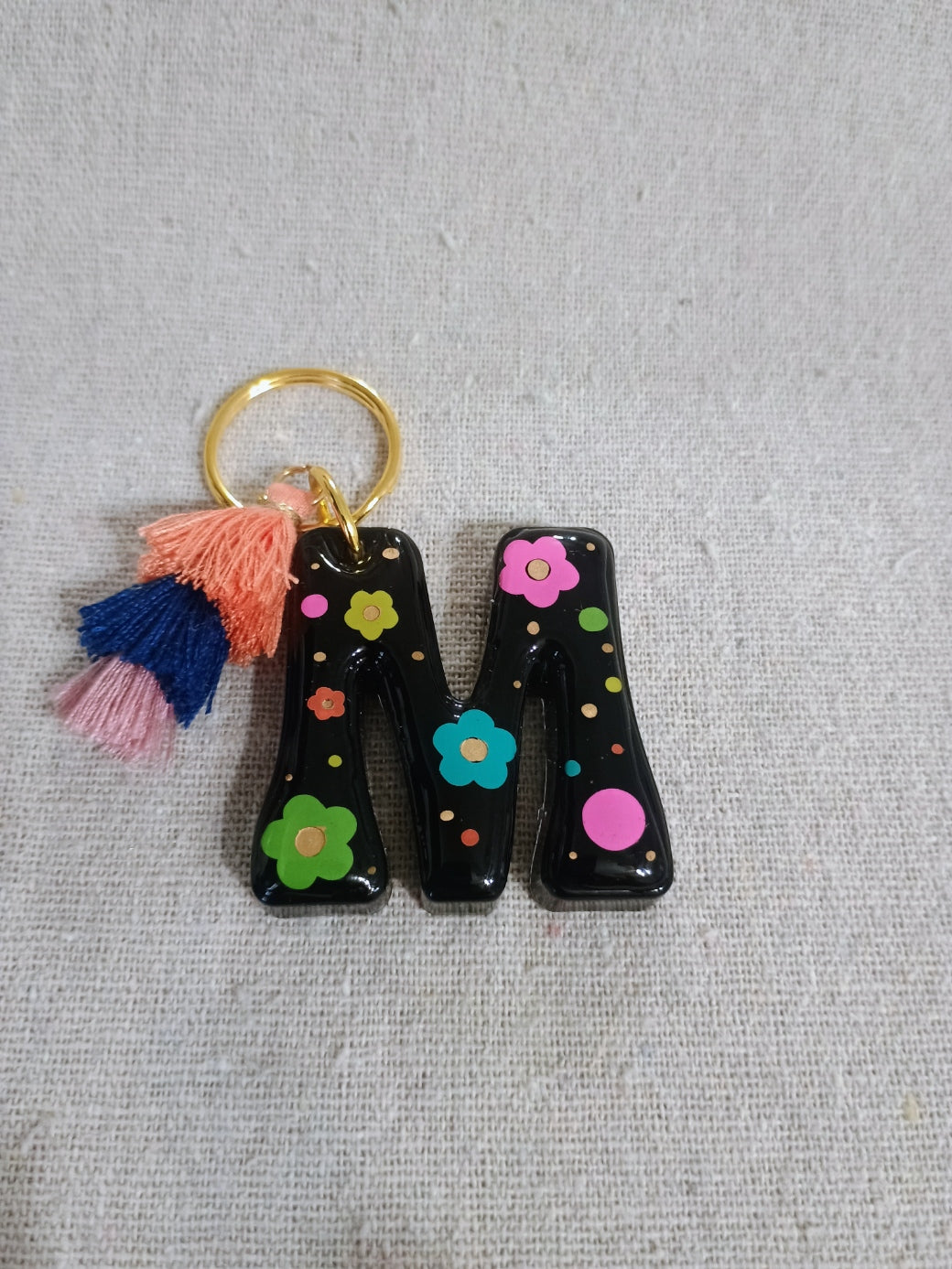 Retro Initial Keychain