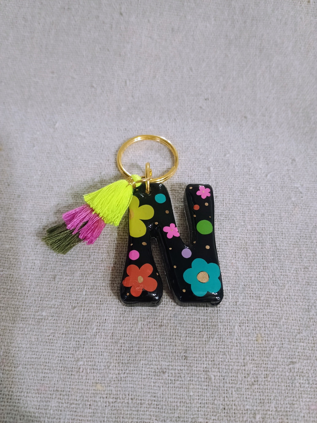 Retro Initial Keychain