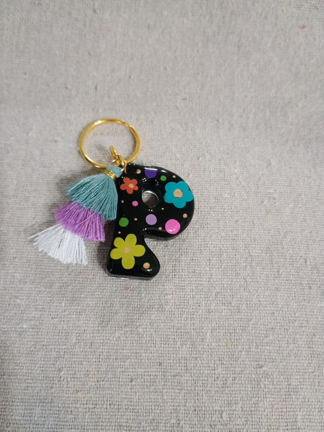 Retro Initial Keychain