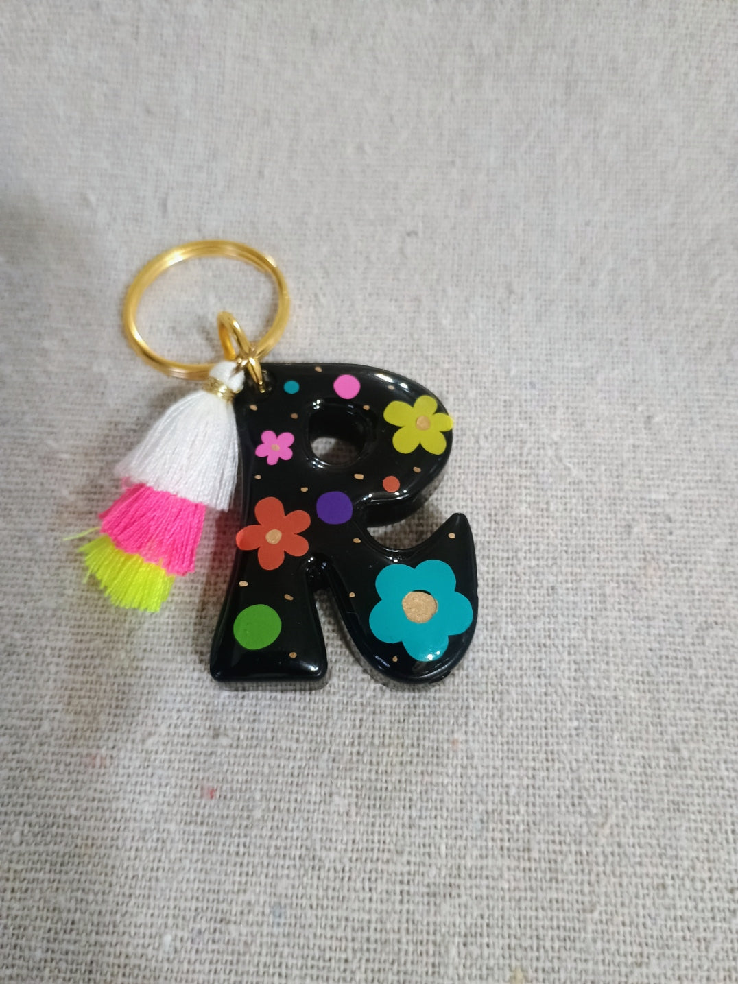 Retro Initial Keychain