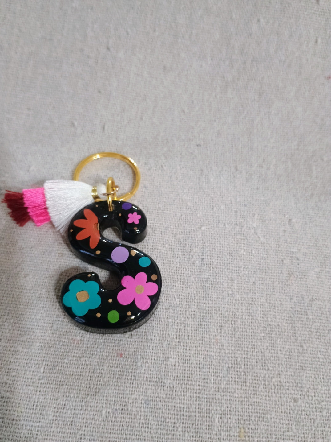 Retro Initial Keychain