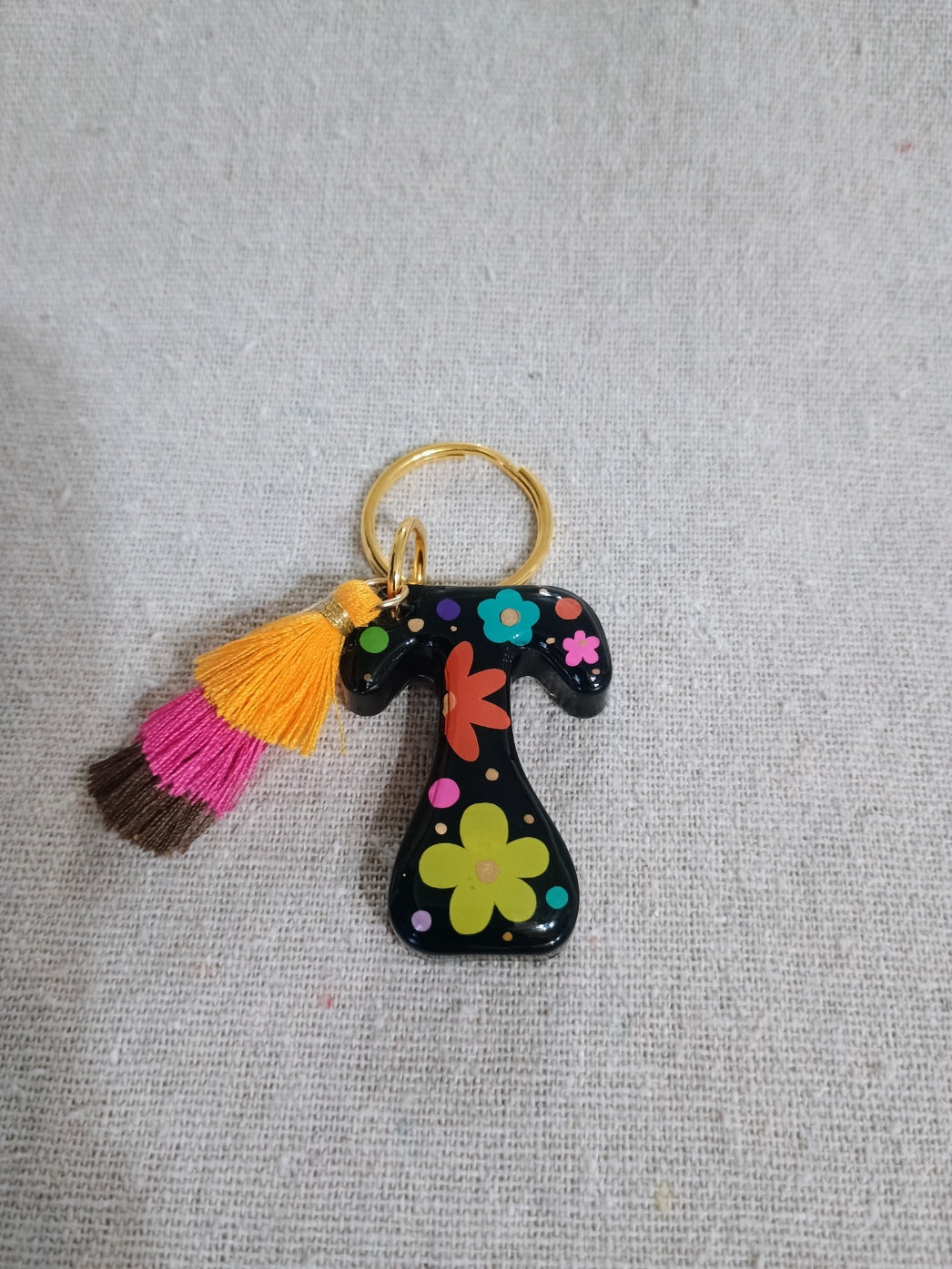 Retro Initial Keychain