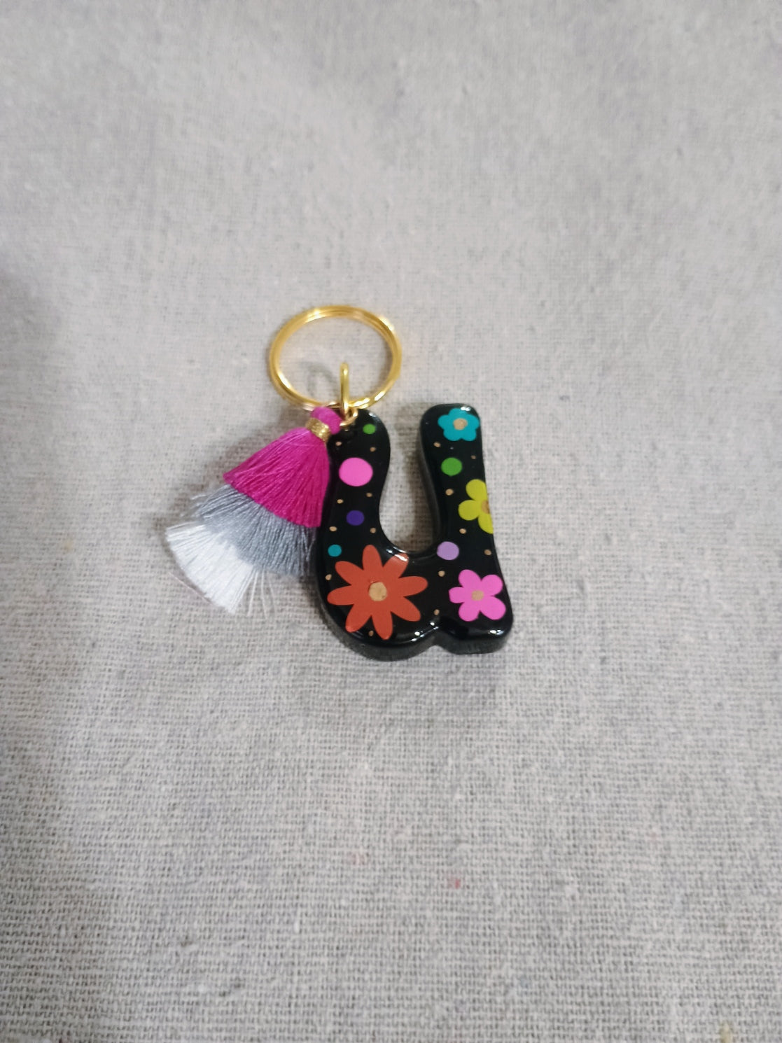 Retro Initial Keychain