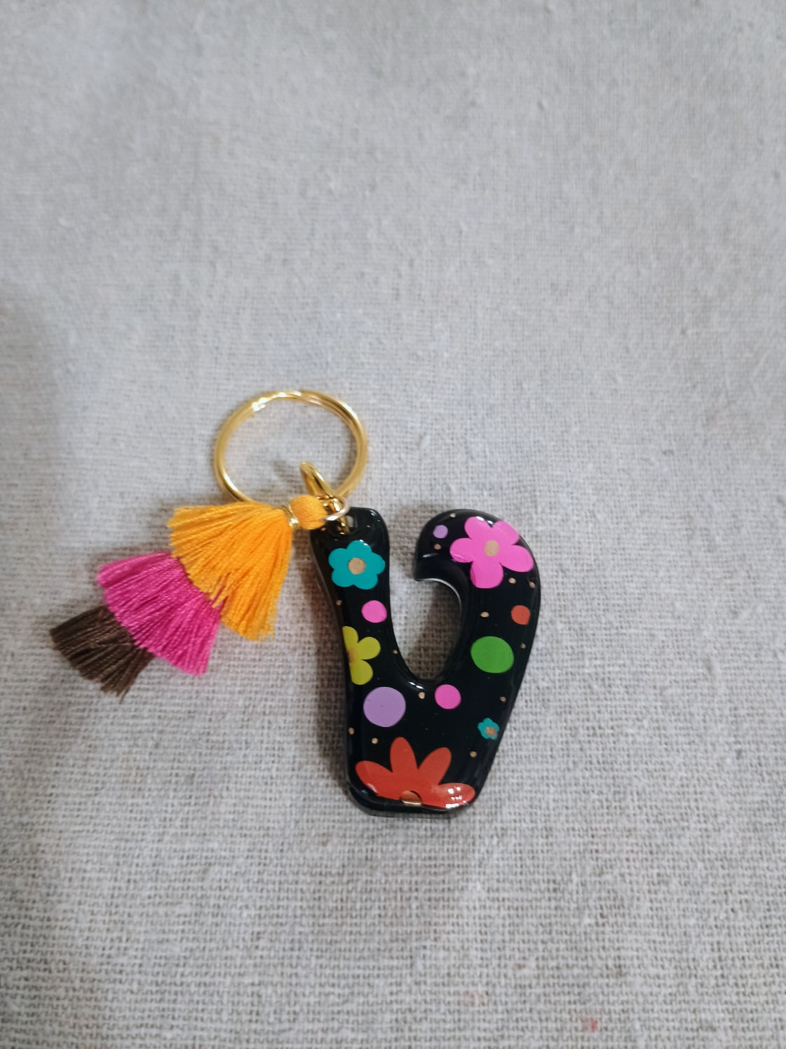 Retro Initial Keychain