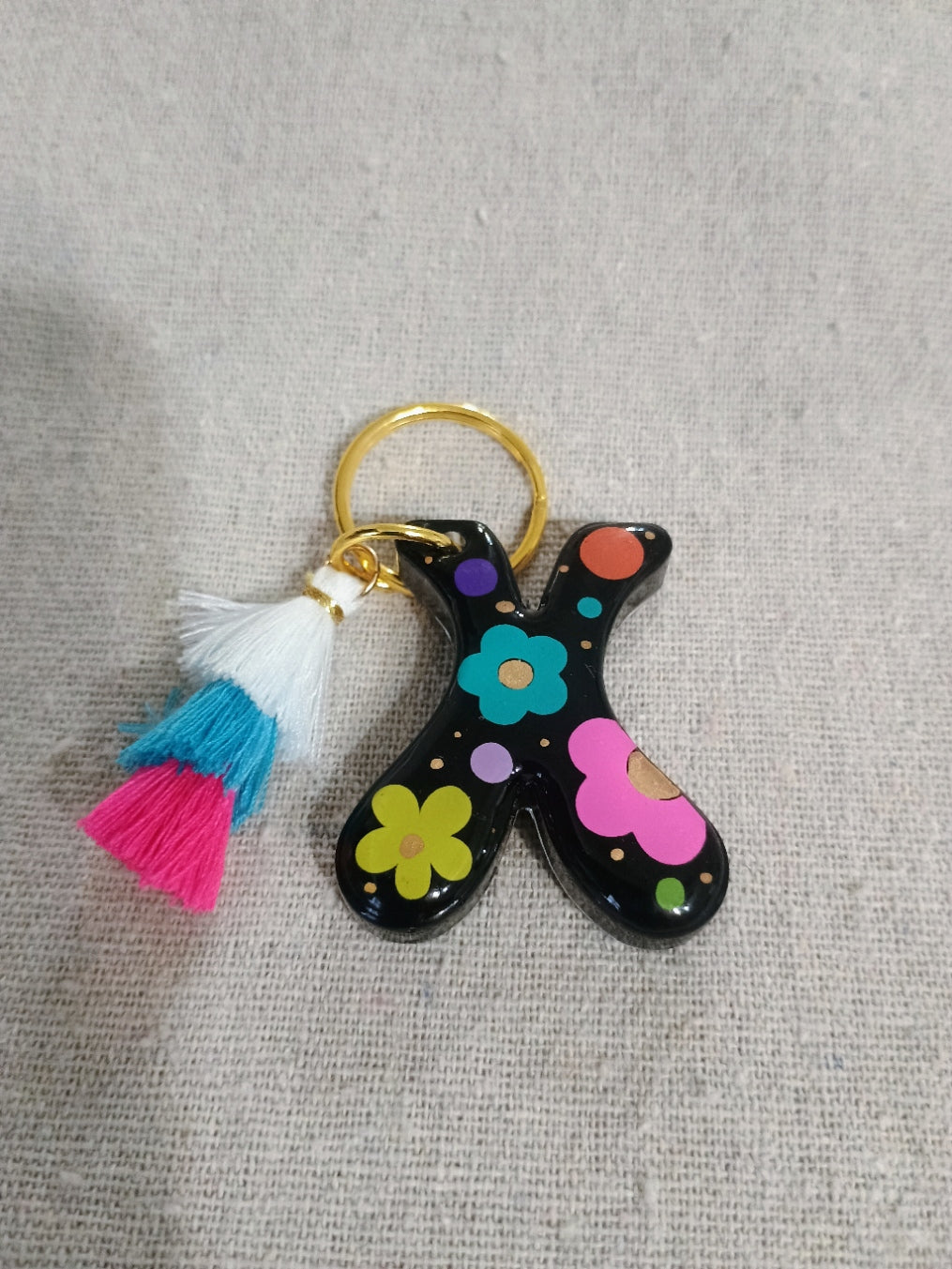 Retro Initial Keychain