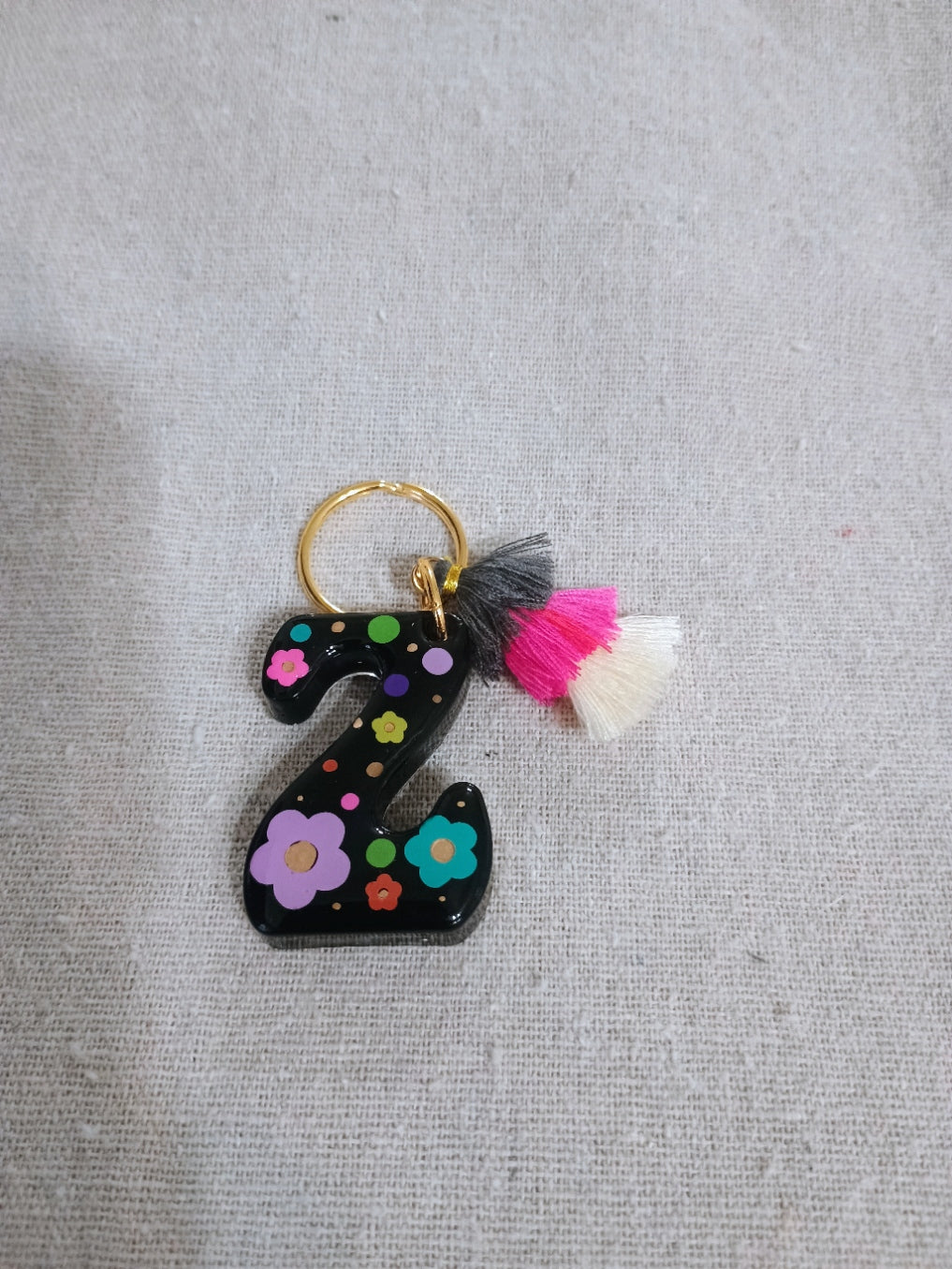 Retro Initial Keychain