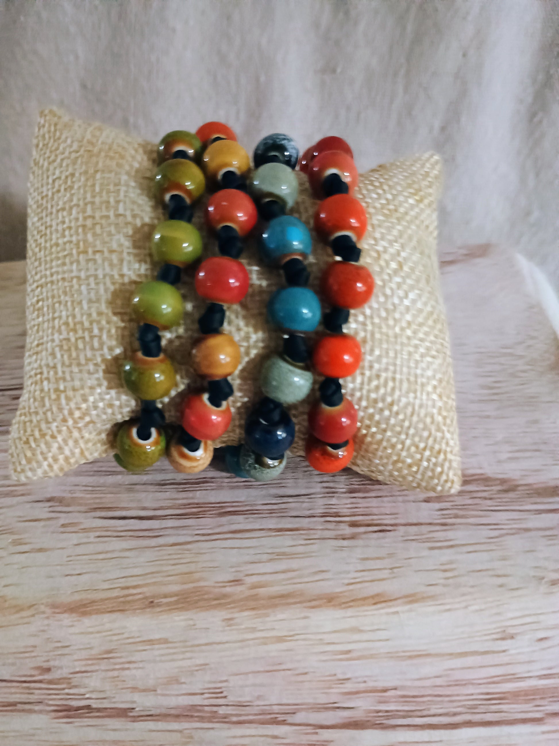 Colorful Artisan Porcelain Bead Stackable Bracelets - American Taina Crafts 