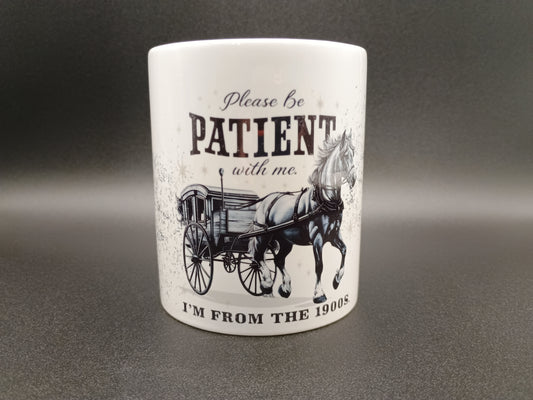 Vintage Patience Mug - Funny 1900s Horse Carriage Coffee Mug Gift - American Taina Crafts 