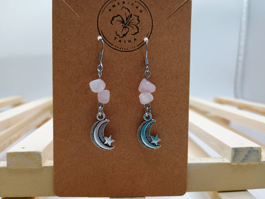 Natural stones moon earrings