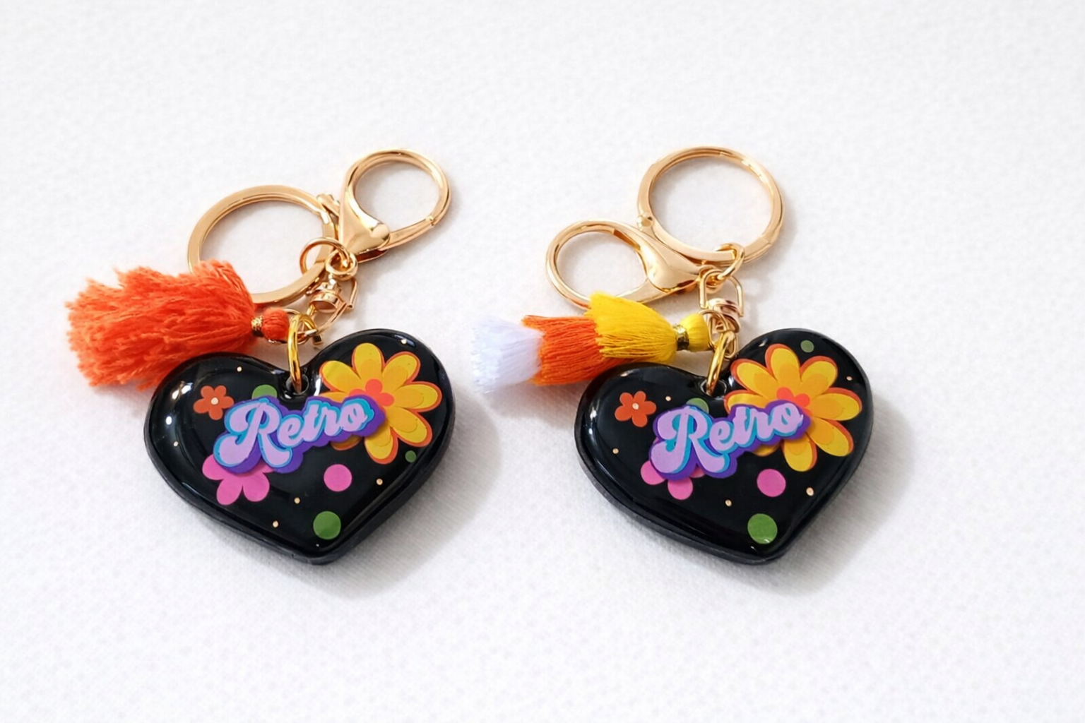 Retro Heart Keychain