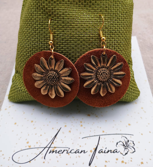 Rustic Daisy Drop Earrings