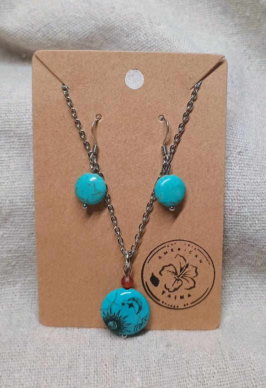 Moon & Sun Turquoise Necklace Set