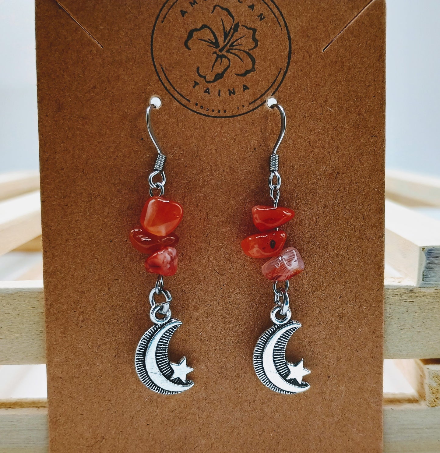 Natural stones moon earrings